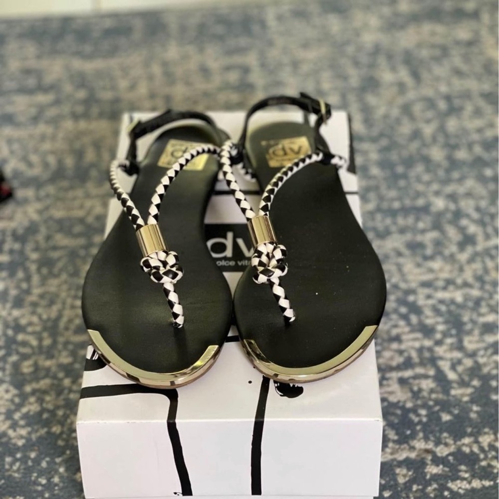 Dolce Vita Black and White Thong Sandal